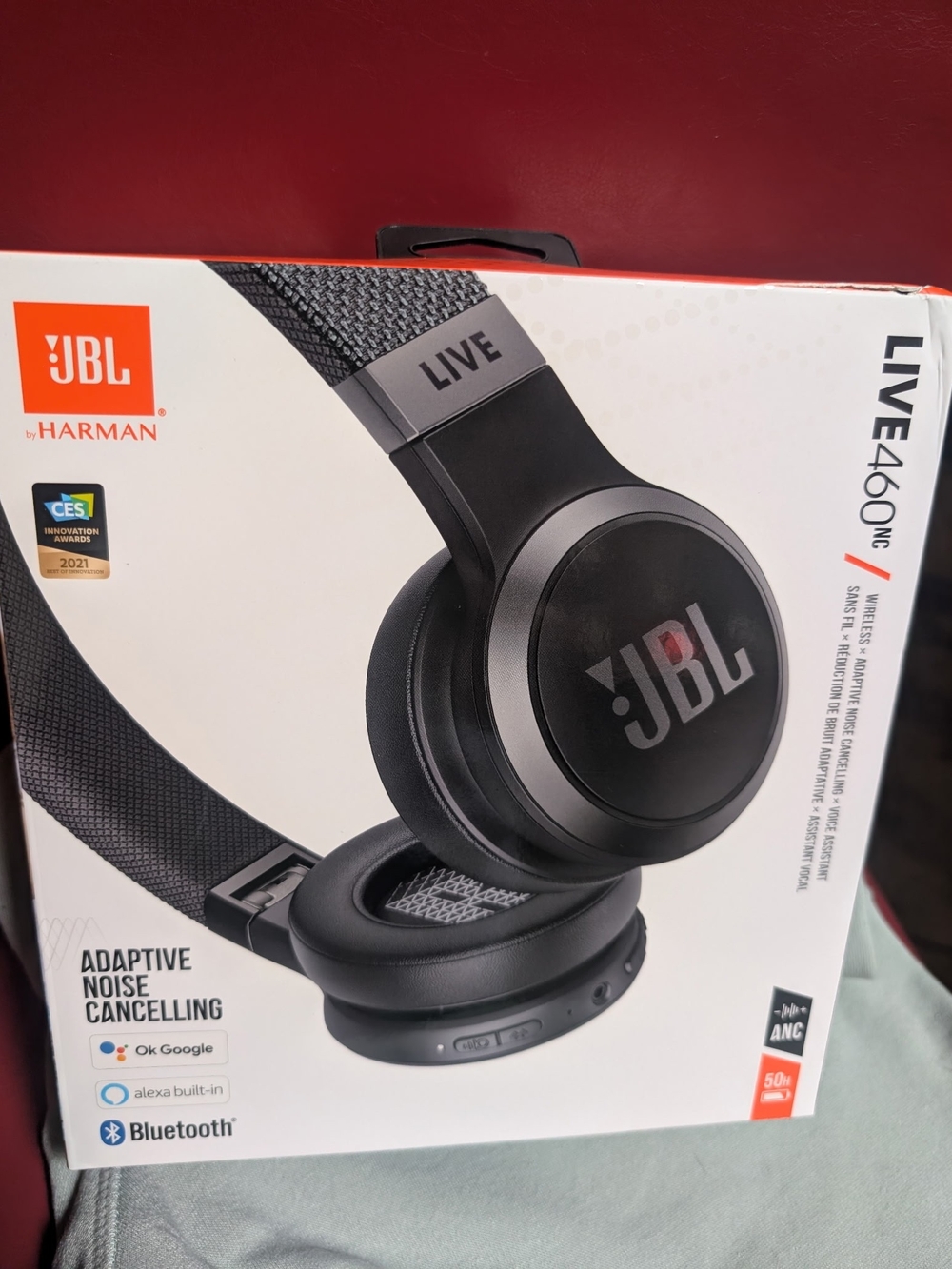 JBL Live 460NC Wireless Over-Ear Headphones - Black and Silver